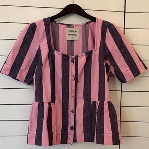 Damson Madder Women's Pink and Blue Striped Blouse
